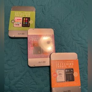 Art 101 kits, watercolor, sketching, and scratch art travel kit.